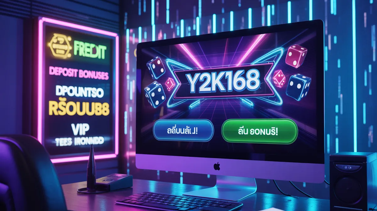 หน้าโปรโมชั่น Y2K168 แสดงเครดิตฟรีและโบนัสต่างๆ