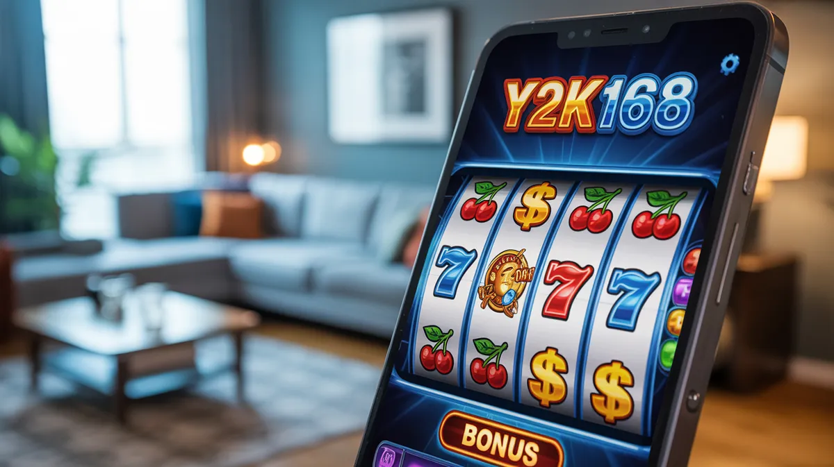 หน้าจอเกมสล็อต Y2K168 แสดงการเล่นเกมและการชนะรางวัลใหญ่